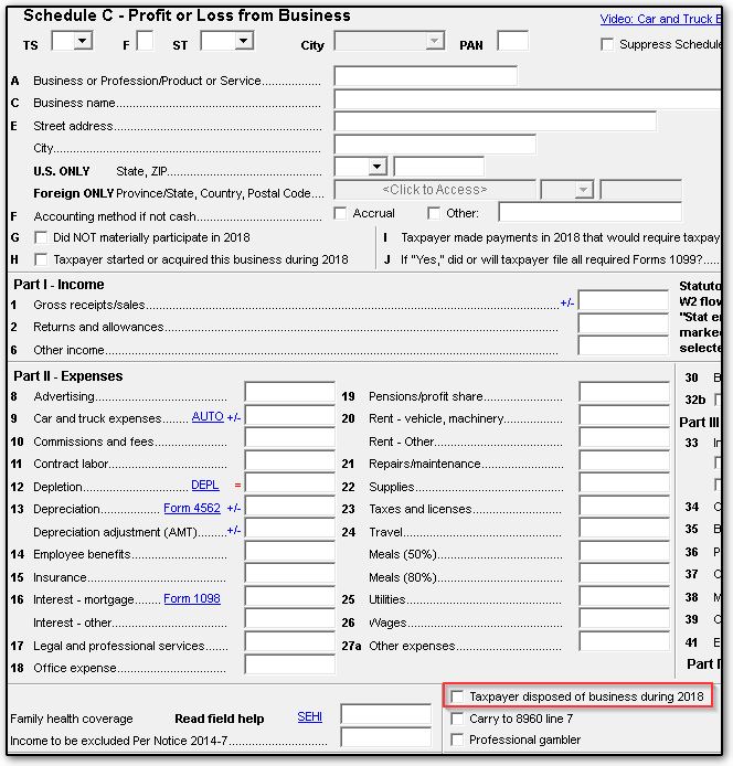 Schedule C - Taxpayer Disposed of Business (ScheduleC)